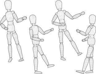 sketch vector illustration design decoration accessories doll wooden mannequin classic vintage ethnic traditional 