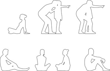 vector sketch illustration design silhouette of people doing activities  