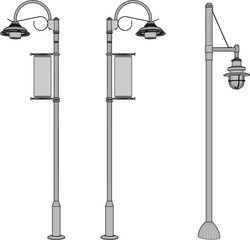 sketch vector illustration silhouette design classic vintage city park lamp ethnic europe