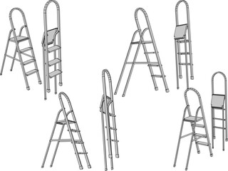 vector sketch illustration design image staircase for fixing and taking things in high places