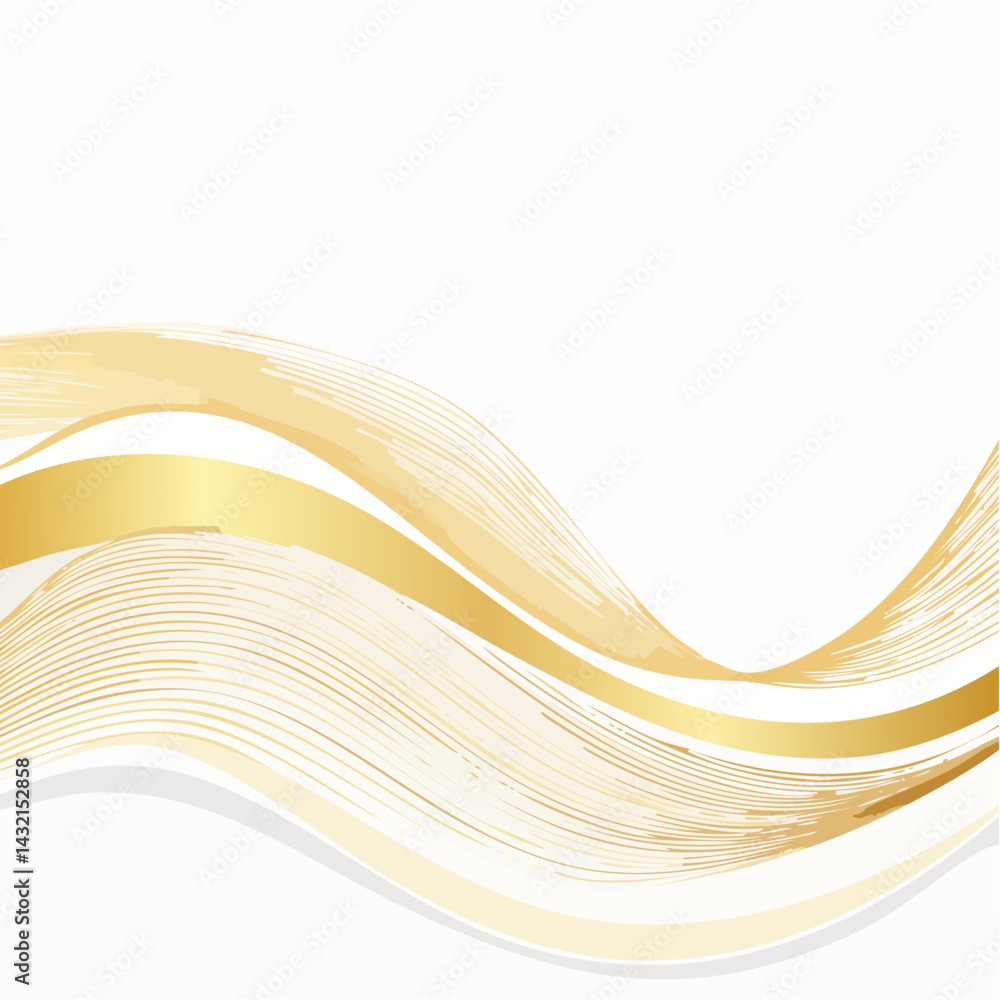 Poster vector gold on white line wave abstract pattern, elegant luxury design background, flow curve dynami