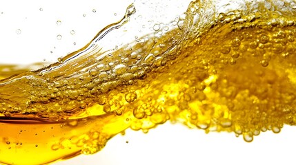 Golden Liquid Wave with Bubbles Abstract Background