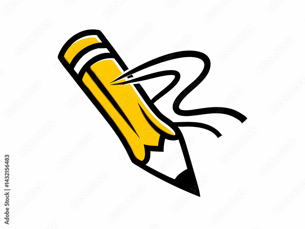 Poster pencil drawing creating abstract line art graphic design