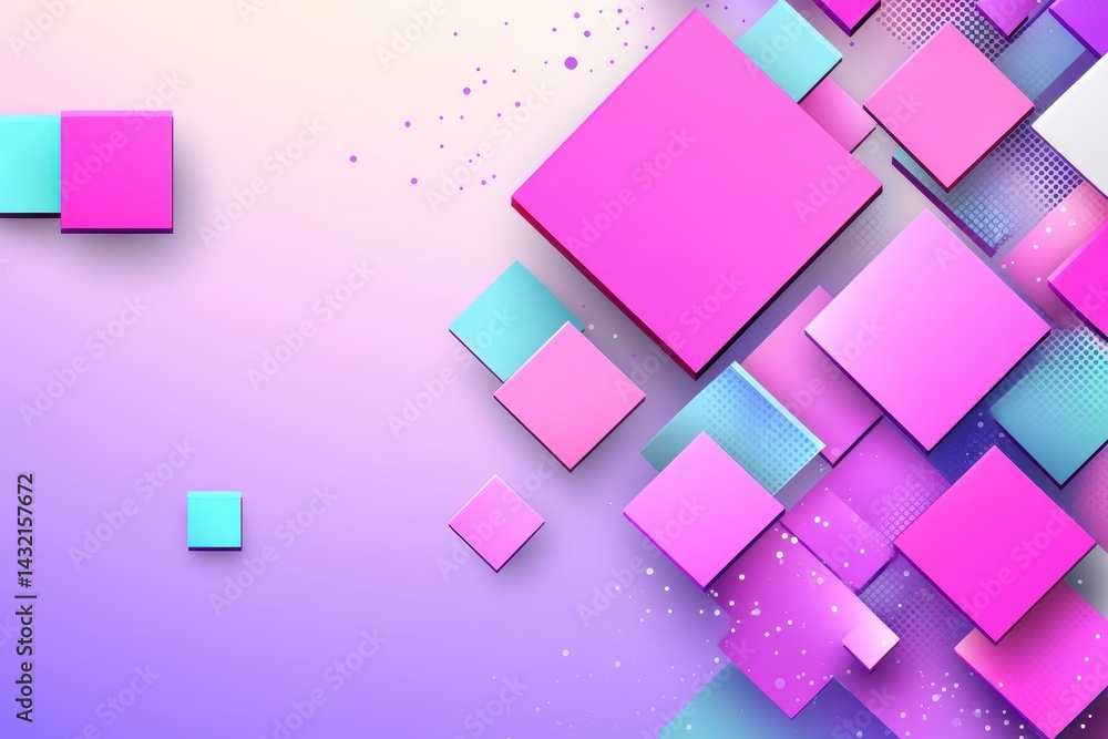 Poster abstract geometric shapes in pastel colors. a dynamic arrangement of overlapping squares in various 