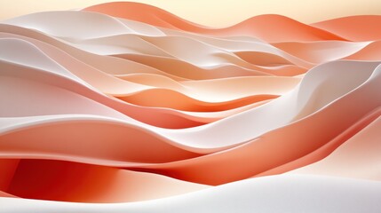 Abstract design of soft, flowing shapes in coral and white.