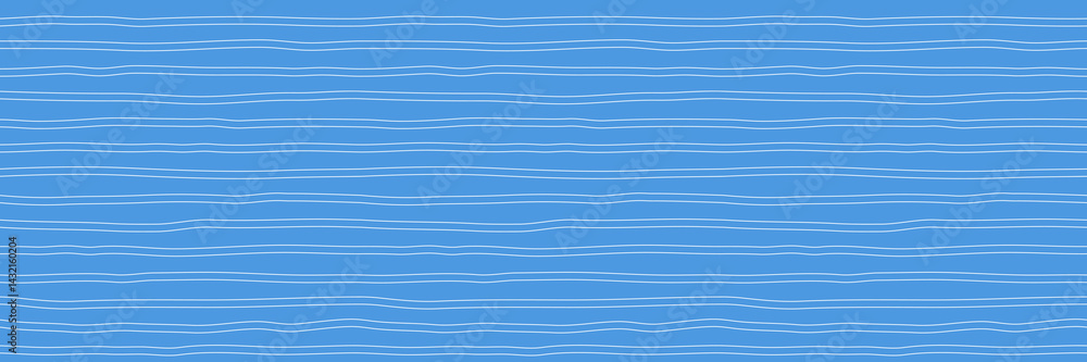 Poster blue striped seamless pattern. vector white line waves on blue background. abstract summer texture