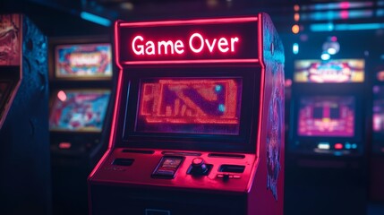 retro arcade machine with the text Game Over