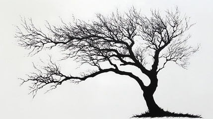 Fototapeta premium A tree with no leaves is depicted in a black and white photo