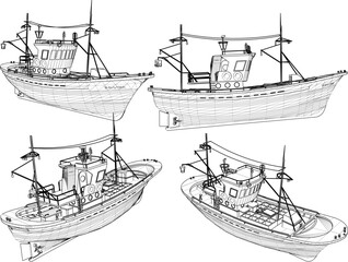 Vector sketch illustration of a marine patrol police ship design to secure the waters area  