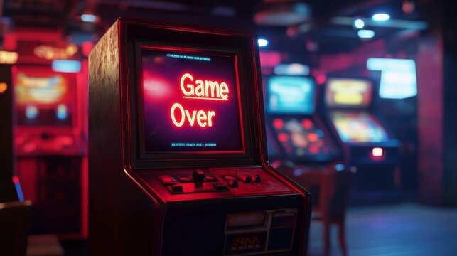 retro arcade machine with the text Game Over