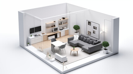 apartment modern living room 3d