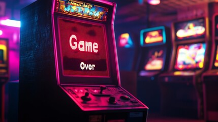 retro arcade machine with the text Game Over