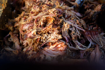 Pulled pork meat for gourmet burgers