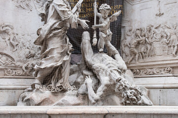 Baroque sculpture detail on Plague Column in Vienna, Austria