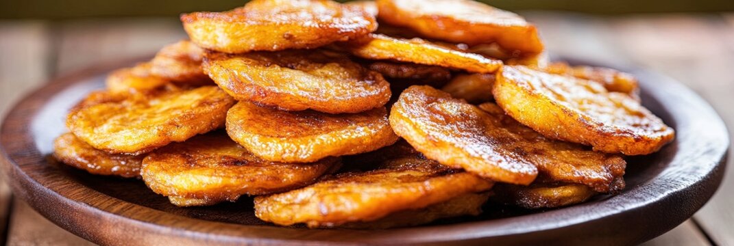 delicious tostones - fried plantains, 