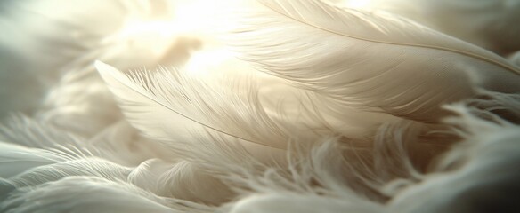Delicate, light feathers illuminated by soft light