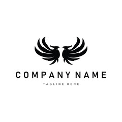 Obraz premium wing logo black silhouette design minimalist animal wings with simple black concept for business symbol or product brand template