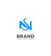 Modern Blue NS Logo Design Brand Identity Tagline