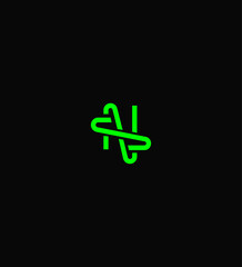 Naklejka premium Abstract Green Neon Letter NS Logo Design, Modern Style