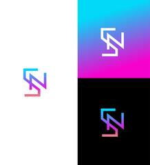 Modern SN Monogram Logo Design Gradient, Intertwined, Abstract