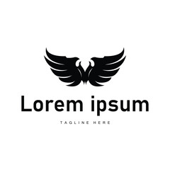 wing logo black silhouette design minimalist animal wings with simple black concept for business symbol or product brand template