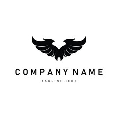 wing logo black silhouette design minimalist animal wings with simple black concept for business symbol or product brand template