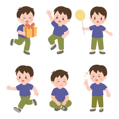 set of funny happy boy kids