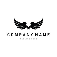 wing logo black silhouette design minimalist animal wings with simple black concept for business symbol or product brand template