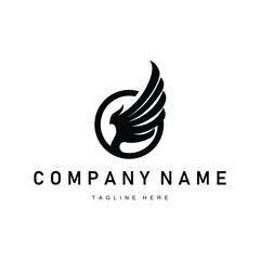 wing logo black silhouette design minimalist animal wings with simple black concept for business symbol or product brand template