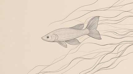 Obraz premium A fish is swimming in a body of water with a lot of brush