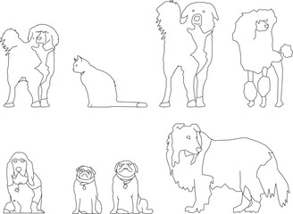 vector sketch illustration silhouette design pet image  