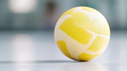 Yellow and white ball on a light floor