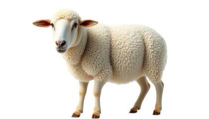 Fototapeta premium Fluffy White Sheep Isolated on Transparent Background