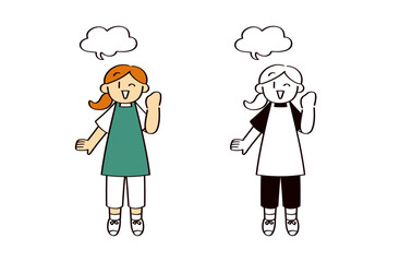 ポジティブな女性のイラストセット