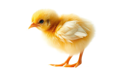 Fototapeta premium Fluffy Yellow Baby Chick on White Background