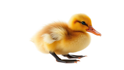 Fluffy Yellow Duckling on White Background