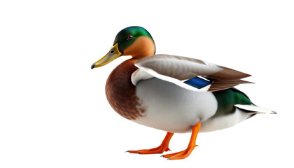 Fototapeta premium Mallard Duck with Detailed Feathers on Transparent Background