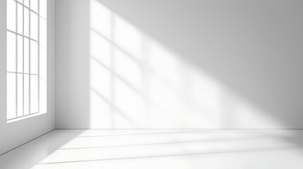 A large, empty room with a window that lets in a lot of light