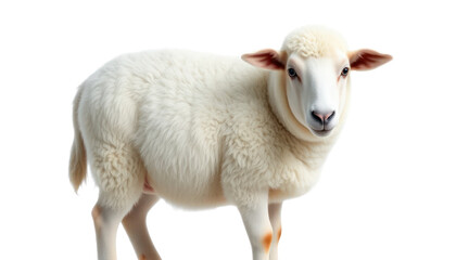 Obraz premium White Fluffy Sheep on Transparent Background