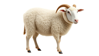 Fototapeta premium White Sheep with Short Horns on Transparent Background