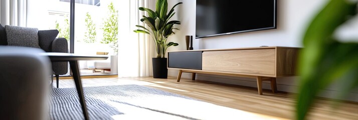 living room with Scandinavian interior design,