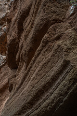 Eroded rock face showing layers of sedimentary rock formation
