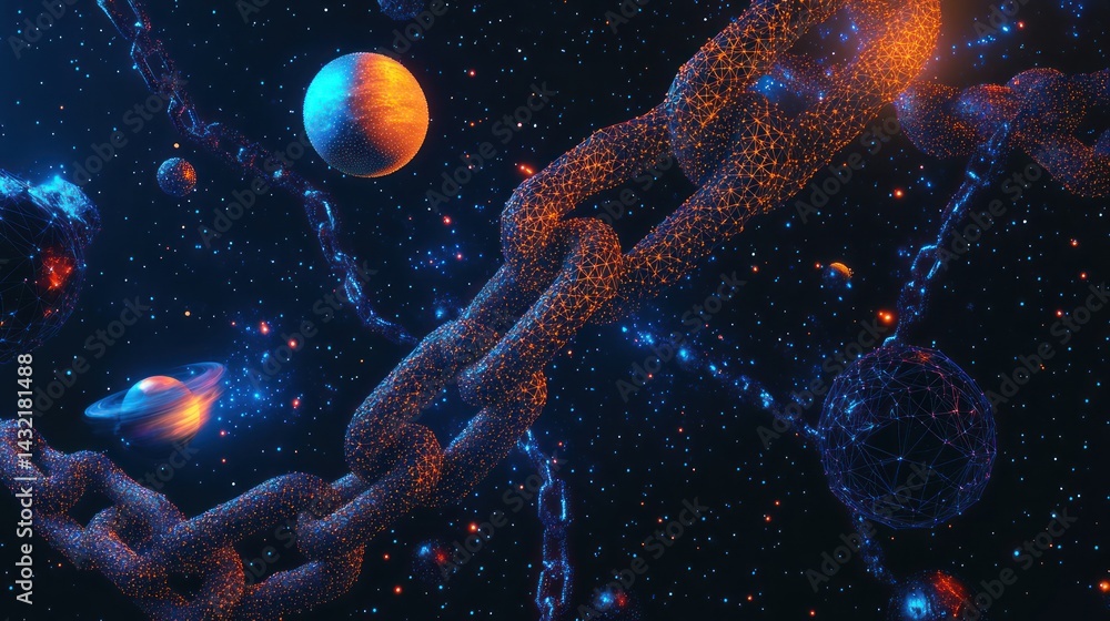 Poster digital interstellar shackles: an exploration of cosmic chains in the void