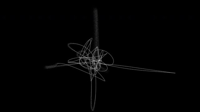 Monochromatic animation of white grunge pencil scribble doodle thin lines on black background. Low frame rate effect. Seamless loop.