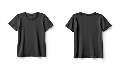 Blank dark gray t-shirt mockup. Front and back view