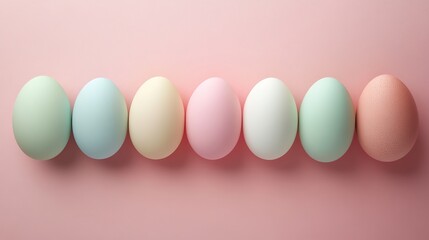Pastel Easter Eggs Row Pink Background Spring Holiday Festive Design Cute Colorful Eggshell Minimalist Photography Sweet Treats Happy Springtime      