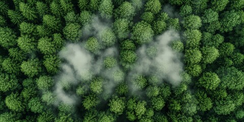 Aerial View of a Lush Green Forest, Natural Landscape and Untouched Wilderness
