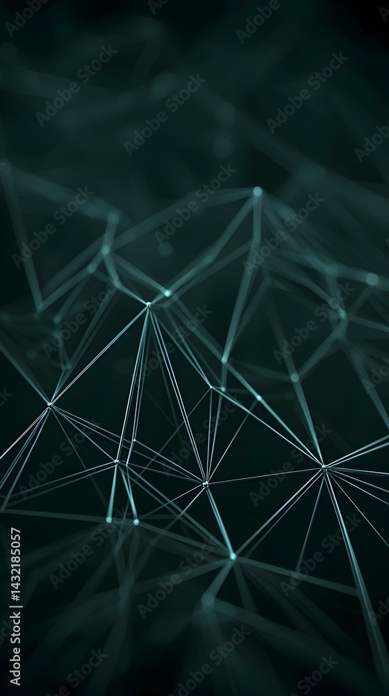 Poster abstract teal network connection background. geometric lines and nodes. futuristic digital technolog