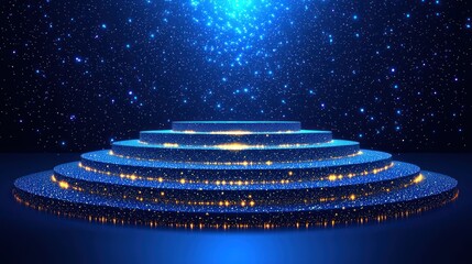 Glimmering Award Ceremony Stage: A Celestial Blue Platform