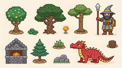 Fantasy pixel art roguelike asset pack